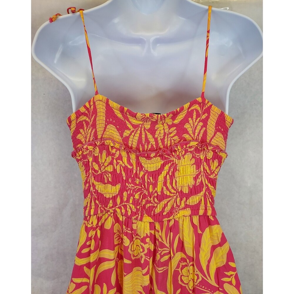 Patrons Of Peace Arcadia Jumpsuit Women's M Tropical Floral Smocked Top Wide Leg - Picture 10 of 16